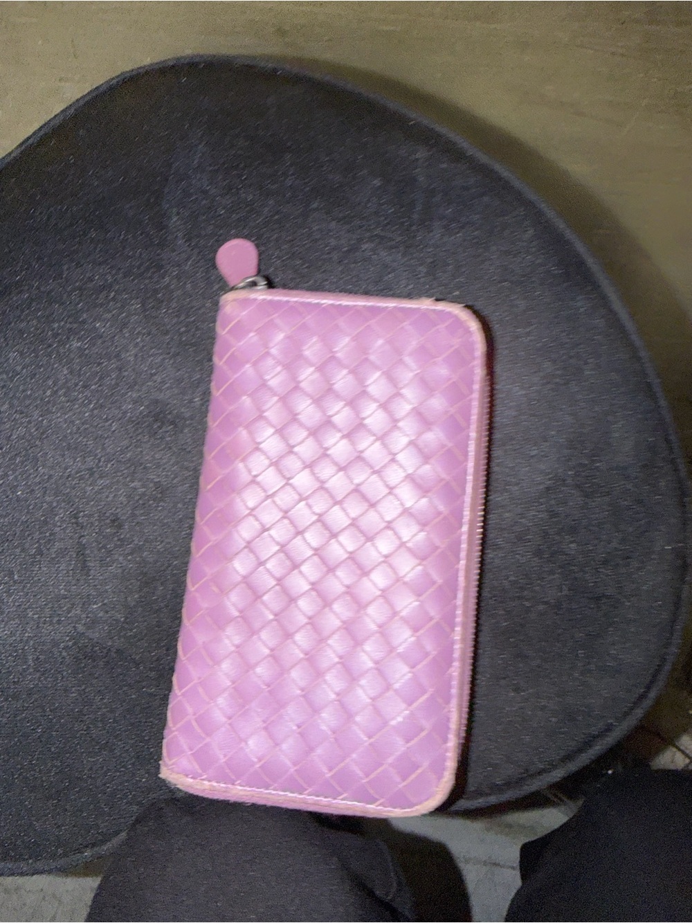 Bottega Veneta Intrecciato woven leather zip-around long wallet.